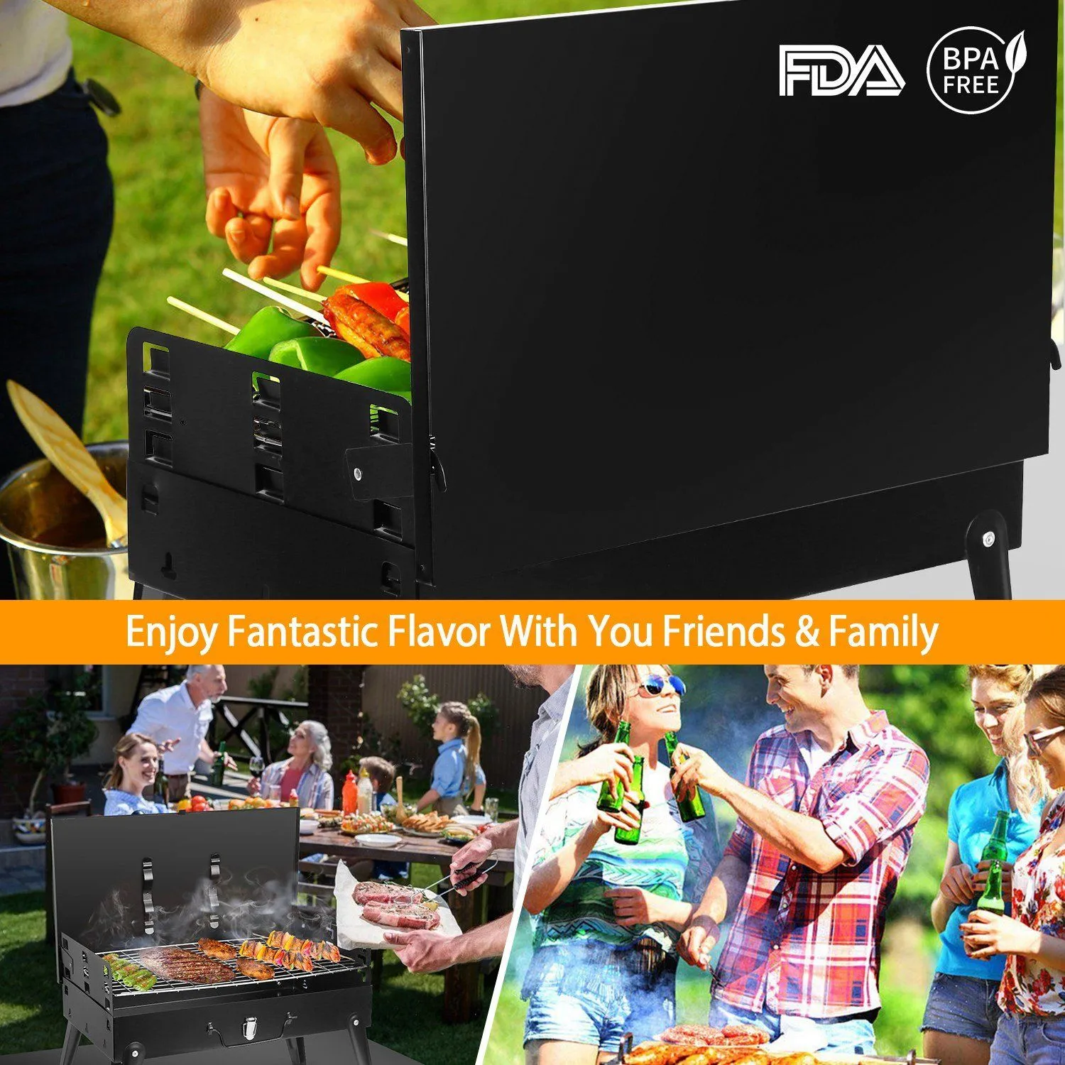 Portable Charcoal Grill Foldable BBQ Suitcase
