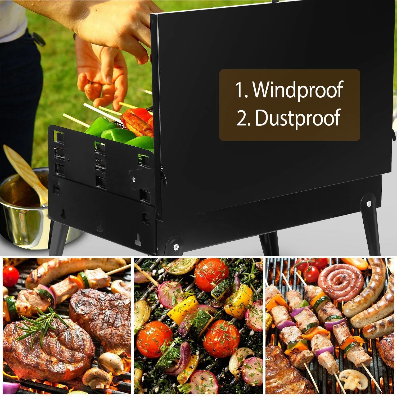 Portable Charcoal Grill Foldable BBQ Suitcase