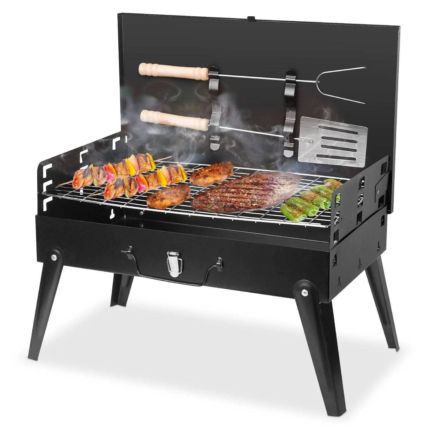 Portable Charcoal Grill Foldable BBQ Suitcase