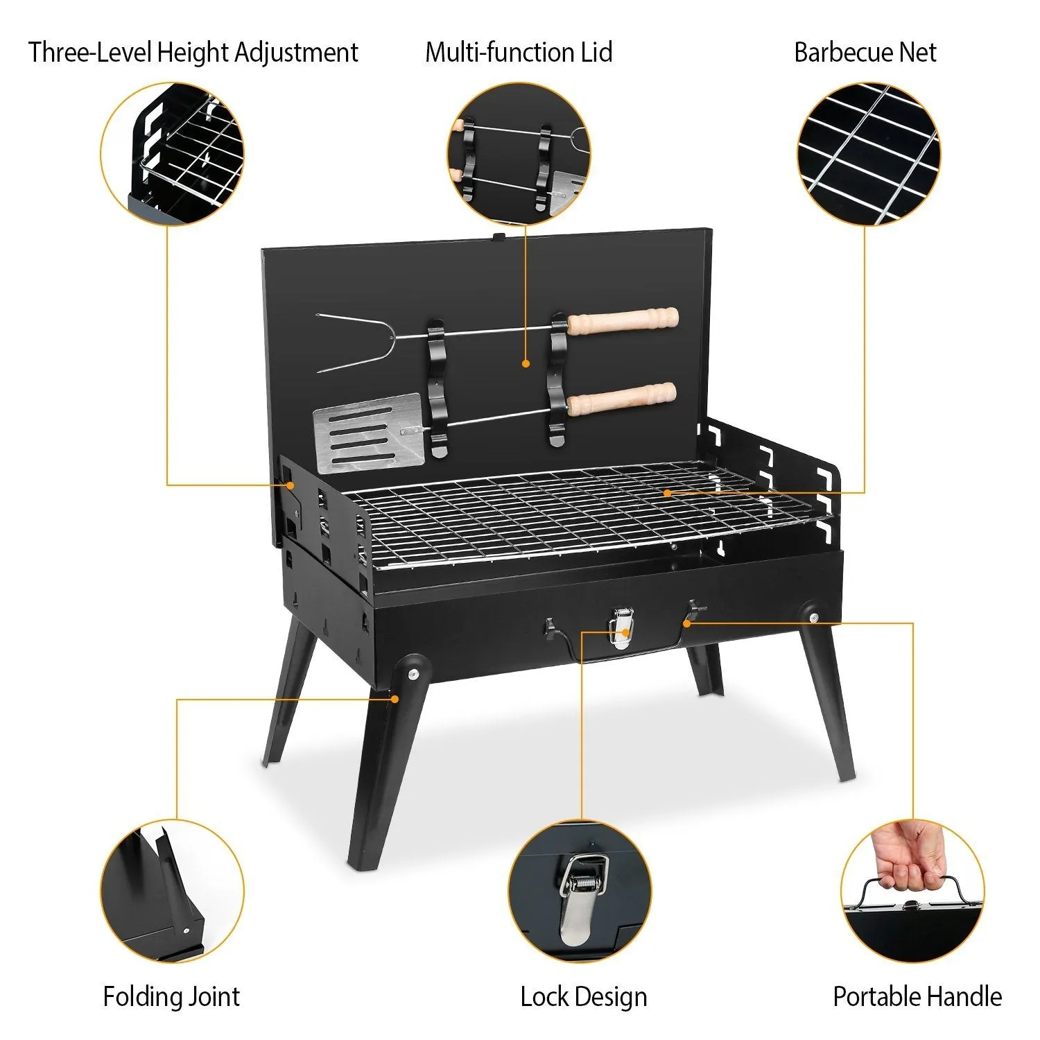 Portable Charcoal Grill Foldable BBQ Suitcase