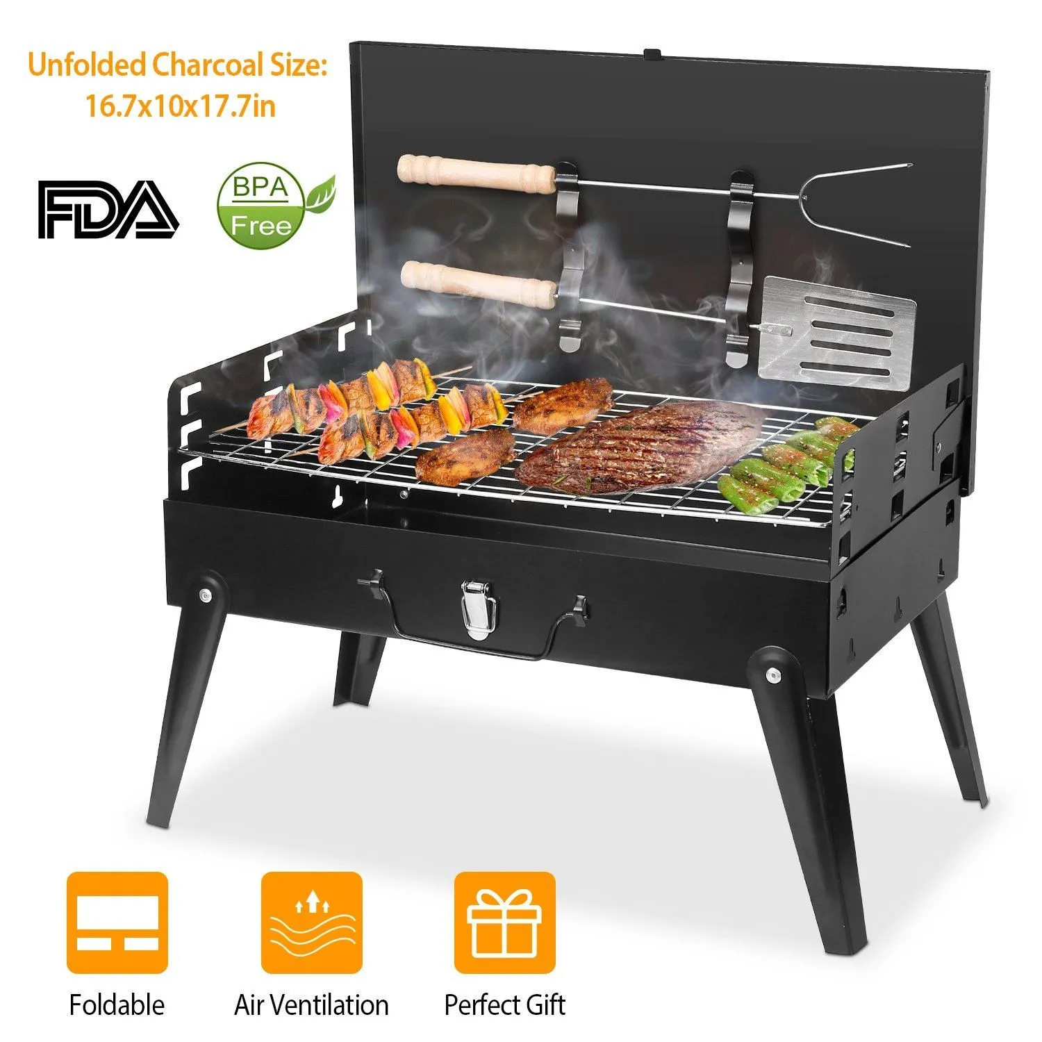 Portable Charcoal Grill Foldable BBQ Suitcase