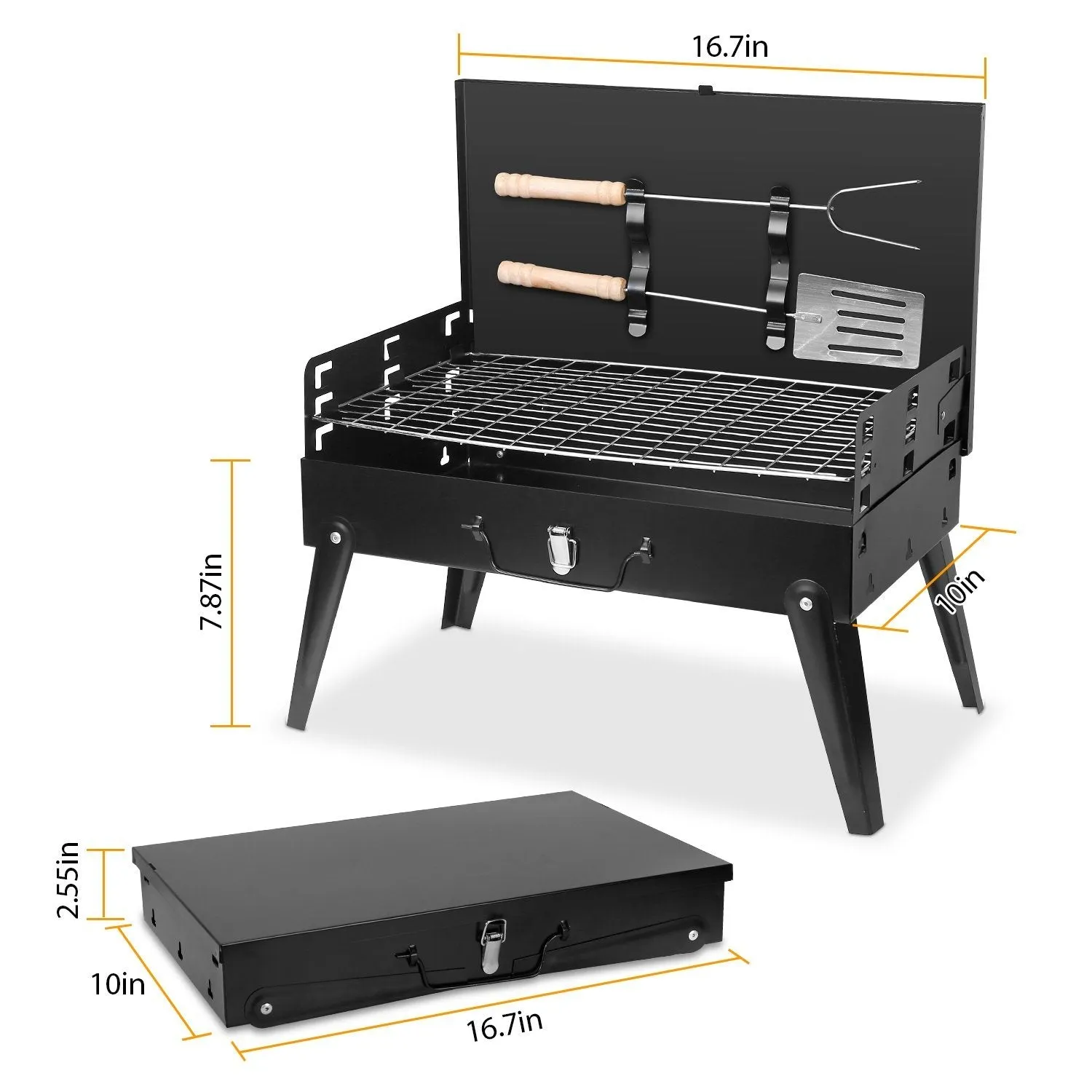 Portable Charcoal Grill Foldable BBQ Suitcase
