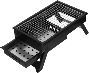 Portable Charcoal Grill for Camping and Compact Bbq Grill for Outdoor Cooking for People with Pullout Charcoal Case Lightweight and Easy to Transport