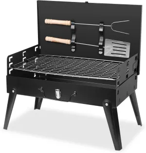Portable Charcoal Grill,Barbecue Grill Barbecue Grill Tools,Foldable BBQ Suitcase Grill Shelf For Outdoor Camping Picnics Garden Party Grilling,16.7x10x17.7in