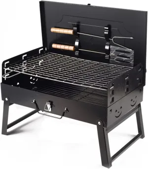 Portable Charcoal Grill,BBQ Grill with Wind Deflector,Compact Foldable Grill for Camping Patio Backyard And Anywhere Outdoor Cooking