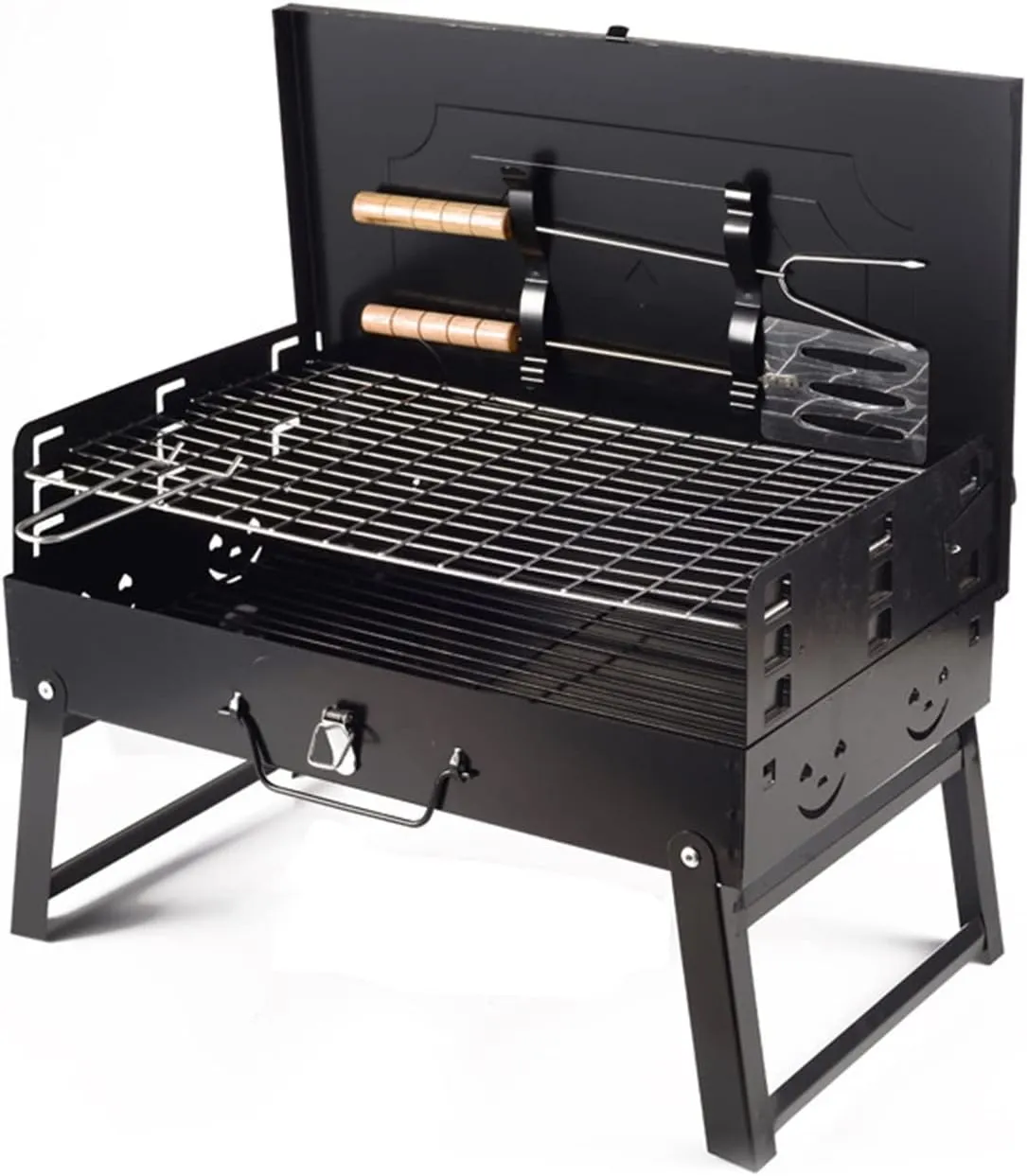 Portable Charcoal Grill,BBQ Grill with Wind Deflector,Compact Foldable Grill for Camping Patio Backyard And Anywhere Outdoor Cooking