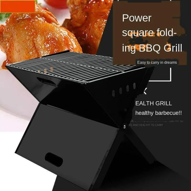 Portable Foldable Charcoal Grill - X-Shaped Outdoor BBQ