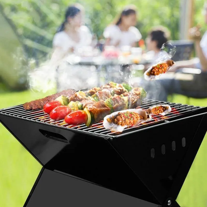 Portable Foldable Charcoal Grill - X-Shaped Outdoor BBQ