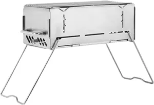 Portable Folding BBQ Grill – 304 Stainless Steel Camping Grill with 3-tier Heat Control, Heavy-Duty 2mm Steel, Carry Bag & 15-Piece Accessories Kit Standard