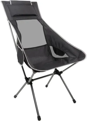 Portable Folding Chair Outdoor High Back Camping Chair Portable Folding Seat with Mesh Backrest Camping Fishing Stool with Quilted Pillow Adjustable Folding Chair(Black)