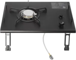 Portable Gas Stove Desktop Folding Single-Burner Gas Stove Electronic Ignition Outdoor Camping Cooking Stove Auto Ignition Camping Burner LPG for RV Apartments Outdoor (black)