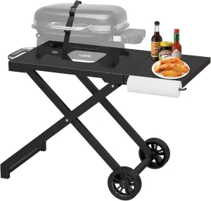 Portable Grill Cart for Weber Lumin Compact Outdoor Electric Barbecue for Weber 91010901 91300901 Folding Outdoor Barbecue Cart, Grill Portable Barbecue Table with Side Table