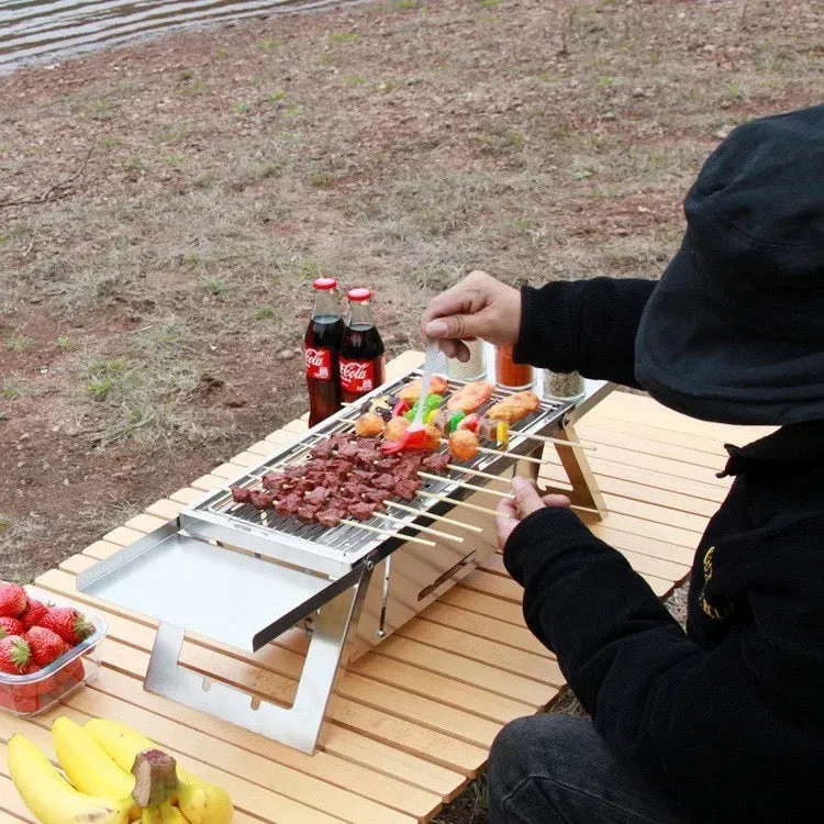 Portable Heavy Duty BBQ Grill Rack, Barbeque Stove Rack for Outdoor Camping Cooking