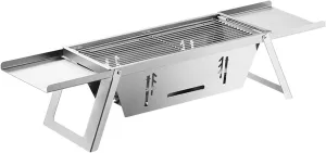 Portable Mini Charcoal BBQ Grill, Folding Stainless Steel Grill for Camping, Tailgating, Picnics, Hiking, Backpacking, and Outdoor Cooking