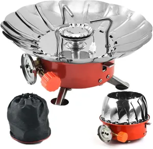 Portable Mini Gas Stove Butane Mini Round Stainless Steel Cookers with Storage Box Piezo Ignition Multifunction Camping Stove Outdoor