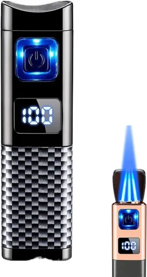 Portable Multifunctional Lighter, Made Metal, with Adjustable Flame, Outdoor Windproof, Butane refillable, Suitable for Gift Candles, Camping, etc.(Black1)