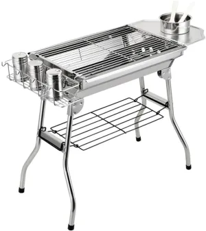 Portable Outdoor Camping Barbecue Grill – Detachable & Foldable Charcoal Grill Rack, Stainless Steel, Easy to Install, 48x33x57cm, Lightweight & Portable