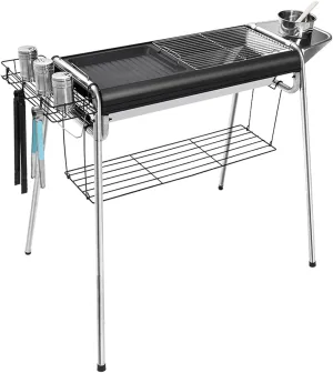 Portable Outdoor Camping Folding Adjustable Stainless Steel Smokeless Barbecue Charcoal Grill