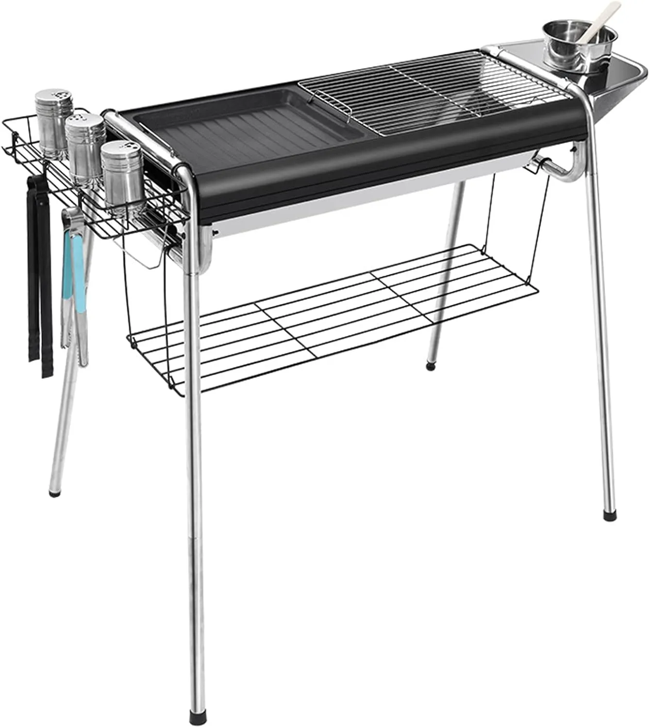 Portable Outdoor Camping Folding Adjustable Stainless Steel Smokeless Barbecue Charcoal Grill