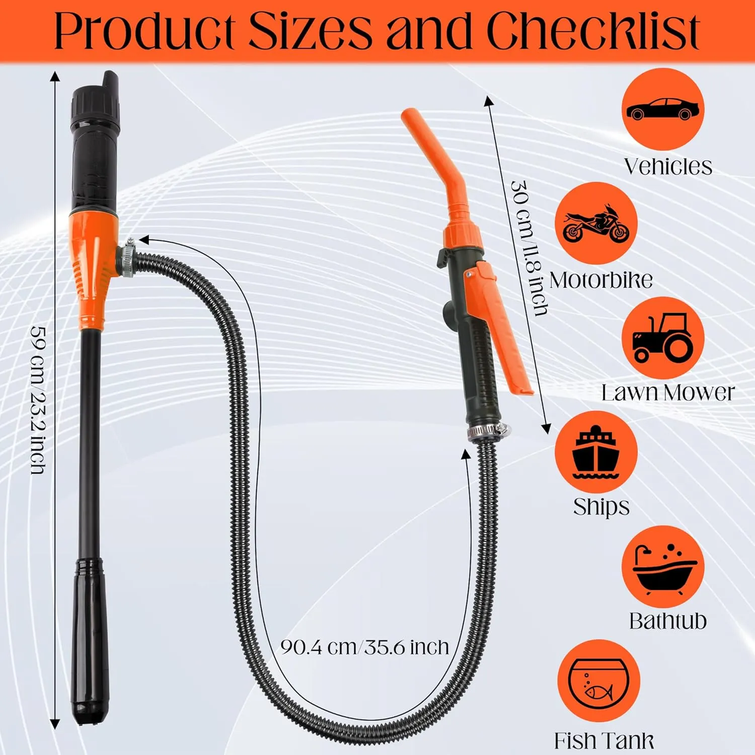 Portable Power Battery Pump - Electric Liquid Gas Water Siphon Transfer Hand Pump, 2.4 GPM Battery Operated Adjustable Flow Control Extractor for Gasoline, Car, Fuel, Diesel Transfer (Orange)
