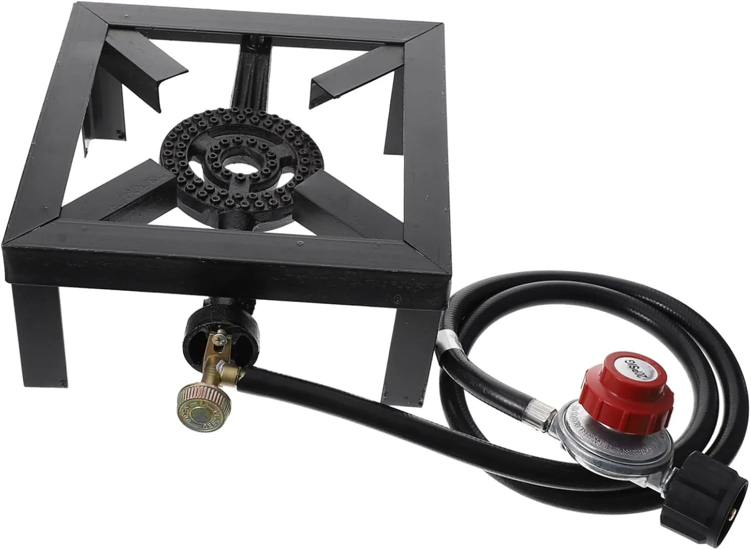 Portable Propane Camping Stove Burner with Hose Regulator Heavy Duty Cast Iron Gas Cooker for Outdoor Cooking for Bbq Hiking and Picnics
