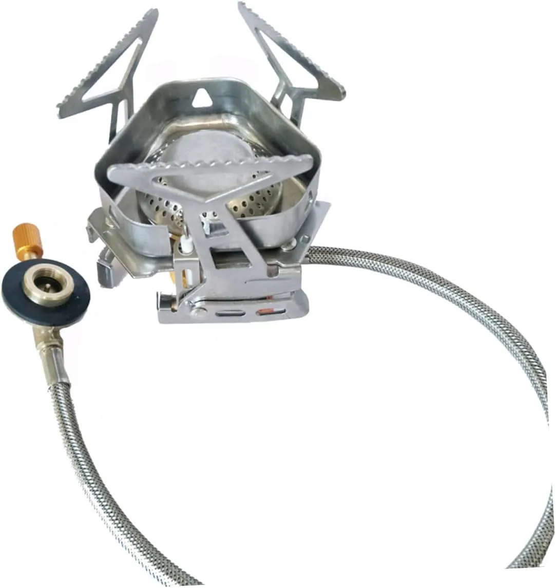 Portable Split Gas Stove for Camping Outdoor Stainless Steel Picnic Cooker with Windshield Backpack Stove for Easy Use at Picnics Barbecues and Outdoor Activities