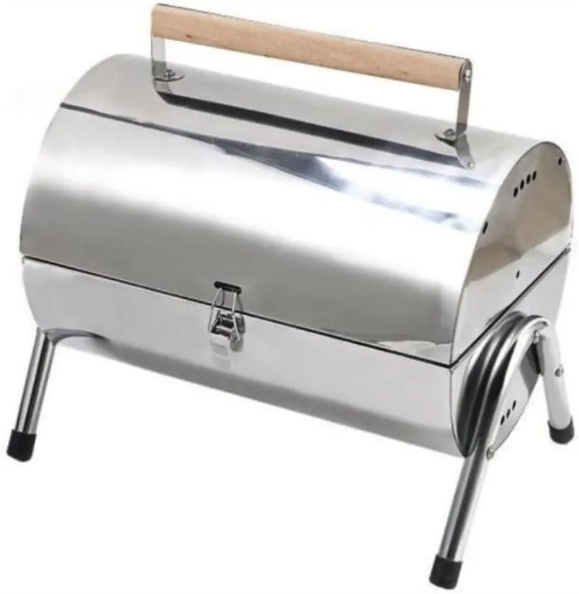 Portable Stainless Steel BBQ Grill Foldable Charcoal with Handle for Camping, Picnic, Outdoor, and Backyard Use