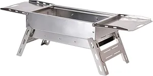 Portable Stainless Steel BBQ Grill with Foldable Side Table Ideal for Backyard Outdoor Cooking Camping Hiking and Picnics