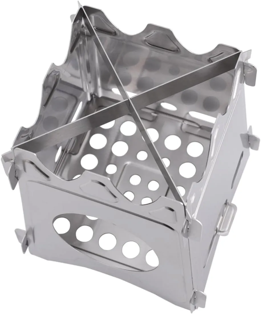 Portable Stainless Steel Folding Stove for Outdoor Camping BBQ Picnics Compact Cookware for Grilling Vegetables Meat Silver s