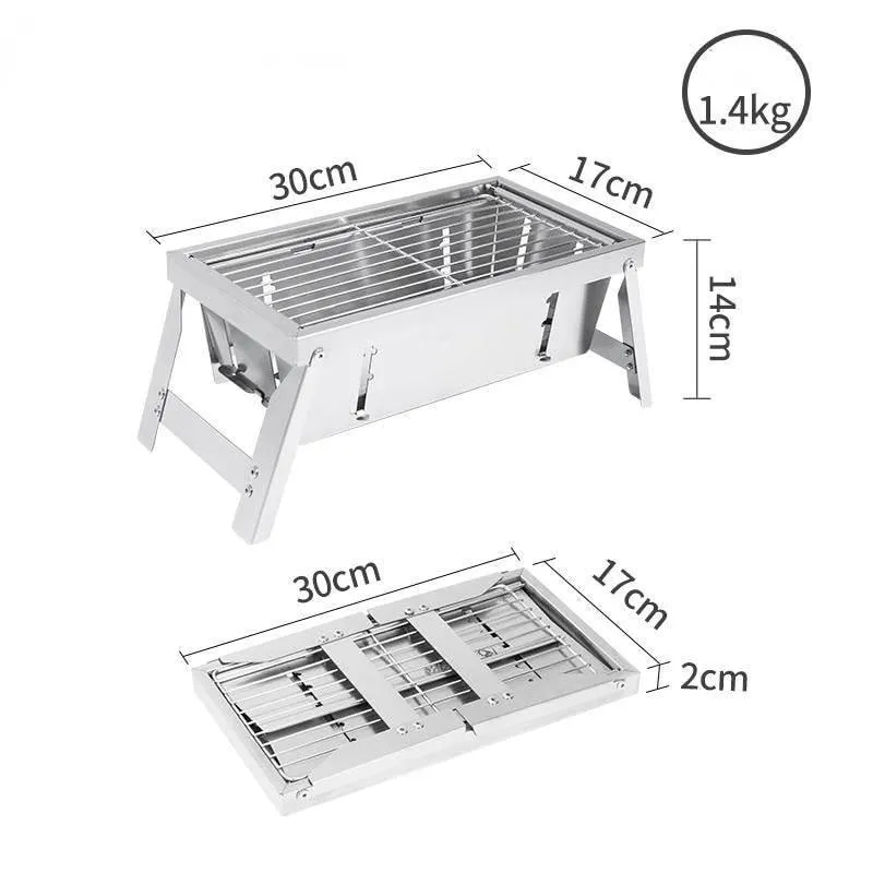 Portable Stainless Steel Grill - Foldable Camping Cooker