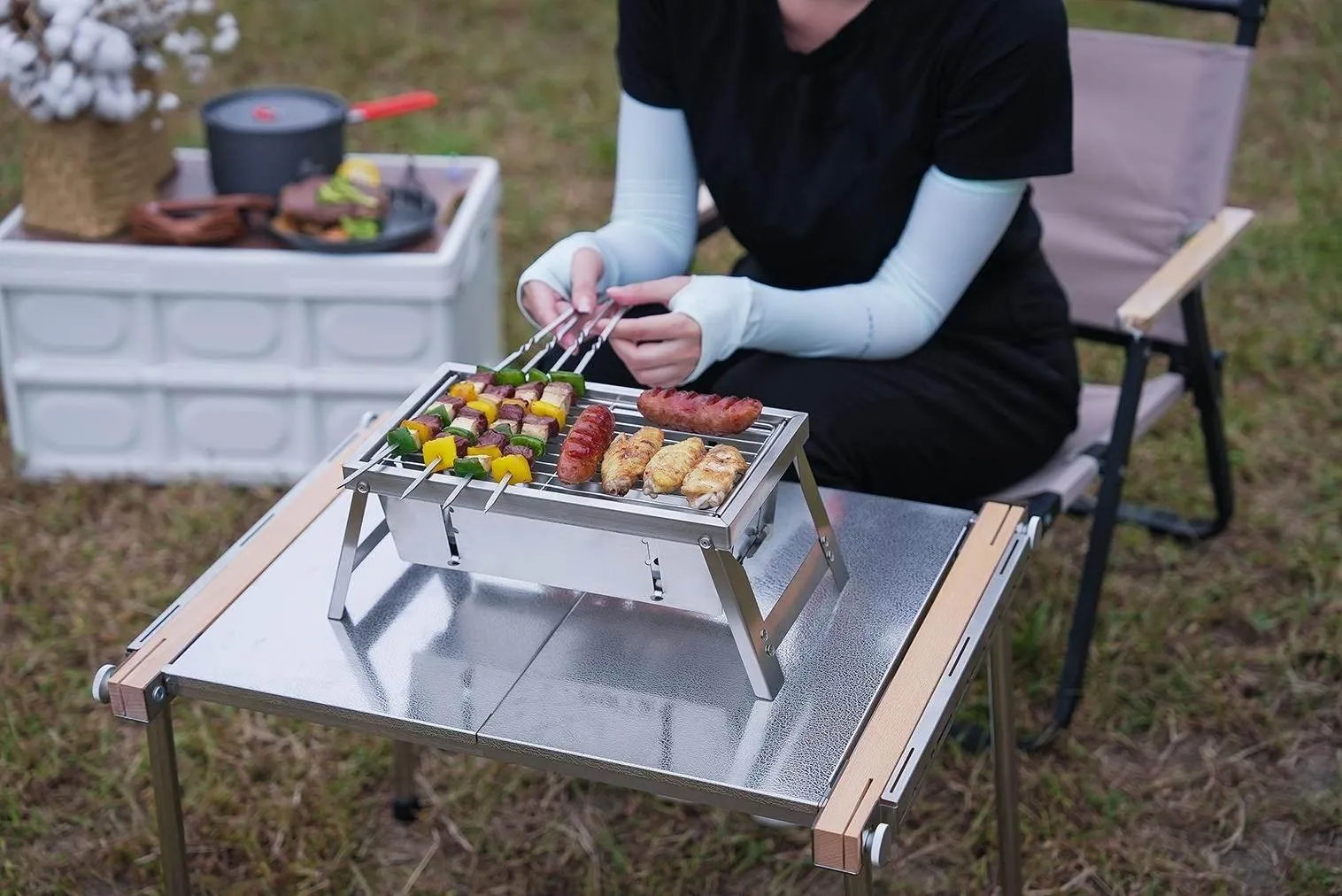 Portable Stainless Steel Grill - Foldable Camping Cooker