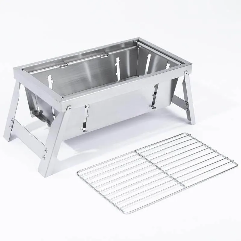 Portable Stainless Steel Grill - Foldable Camping Cooker