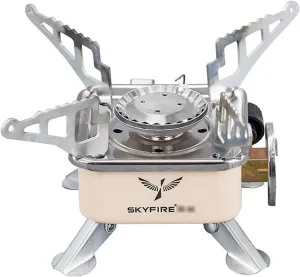Portable Stove with Piezo Ignition, 3500W Portable Camping Gas Stove, Foldable Butane Stove, Stainless Steel Propane Stove for Outdoor Cooking and Travel