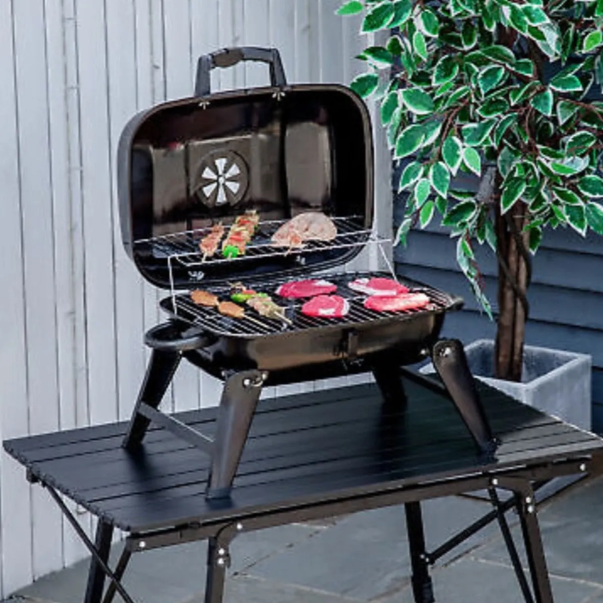Portable Tabletop BBQ Charcoal Grill - Compact and Foldable Design