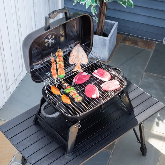 Portable Tabletop Charcoal Grill BBQ Camping Picnic Cooker Air Vent Outdoor