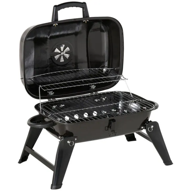 Portable Tabletop Charcoal Grill BBQ Camping Picnic Cooker Air Vent Outdoor