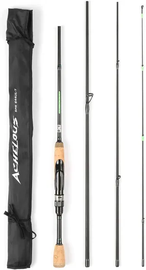 Portable Travel Spinning Fishing Rod Lightweight Carbon Fiber 4 Pieces Fishing Pole