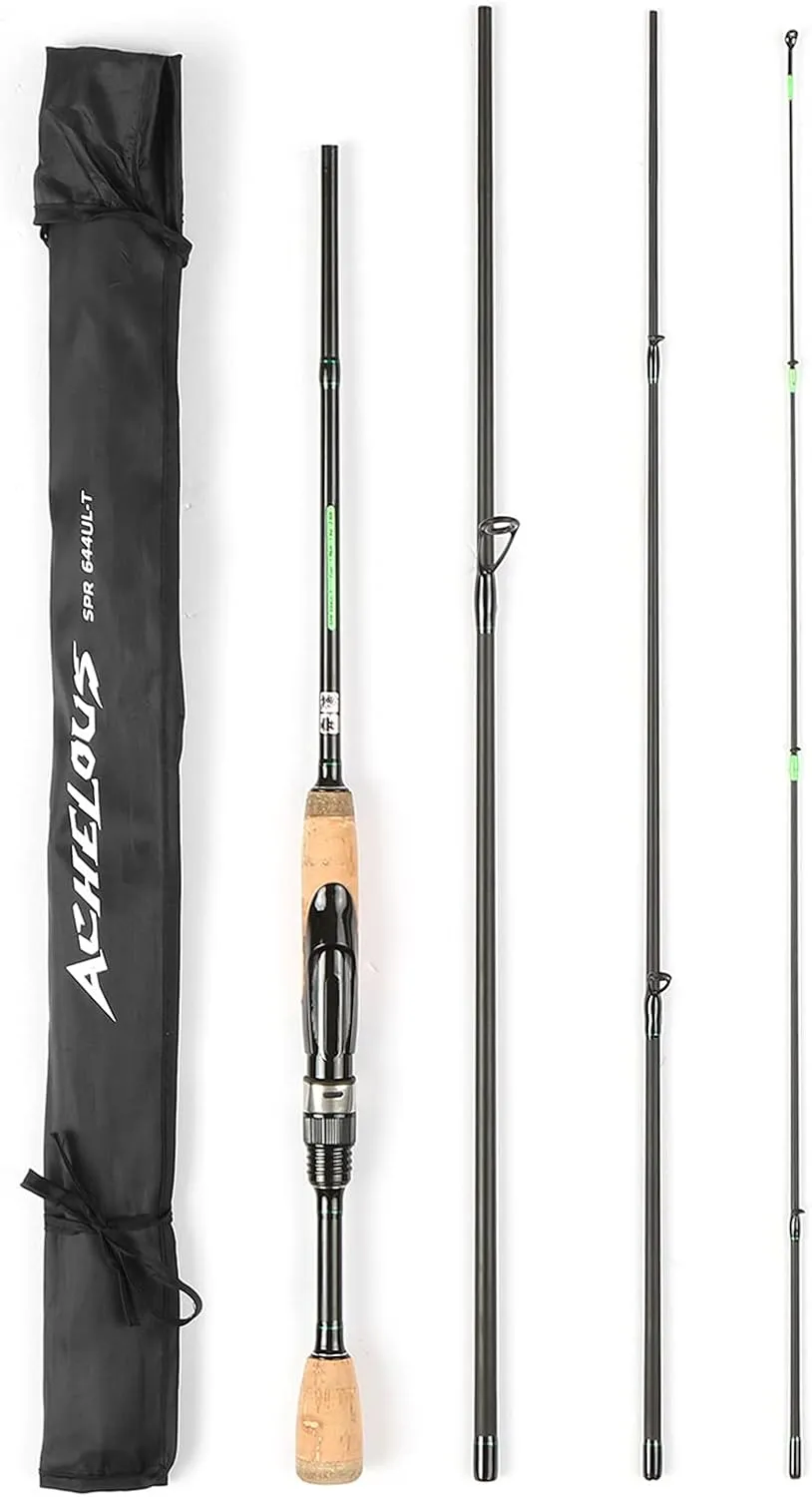 Portable Travel Spinning Fishing Rod Lightweight Carbon Fiber 4 Pieces Fishing Pole