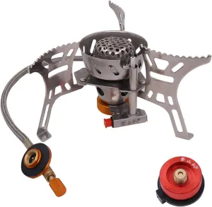 Portable Windproof Camping Gas Stove Cooking Stove Foldable Split with Gas Conversion Head Adapter
