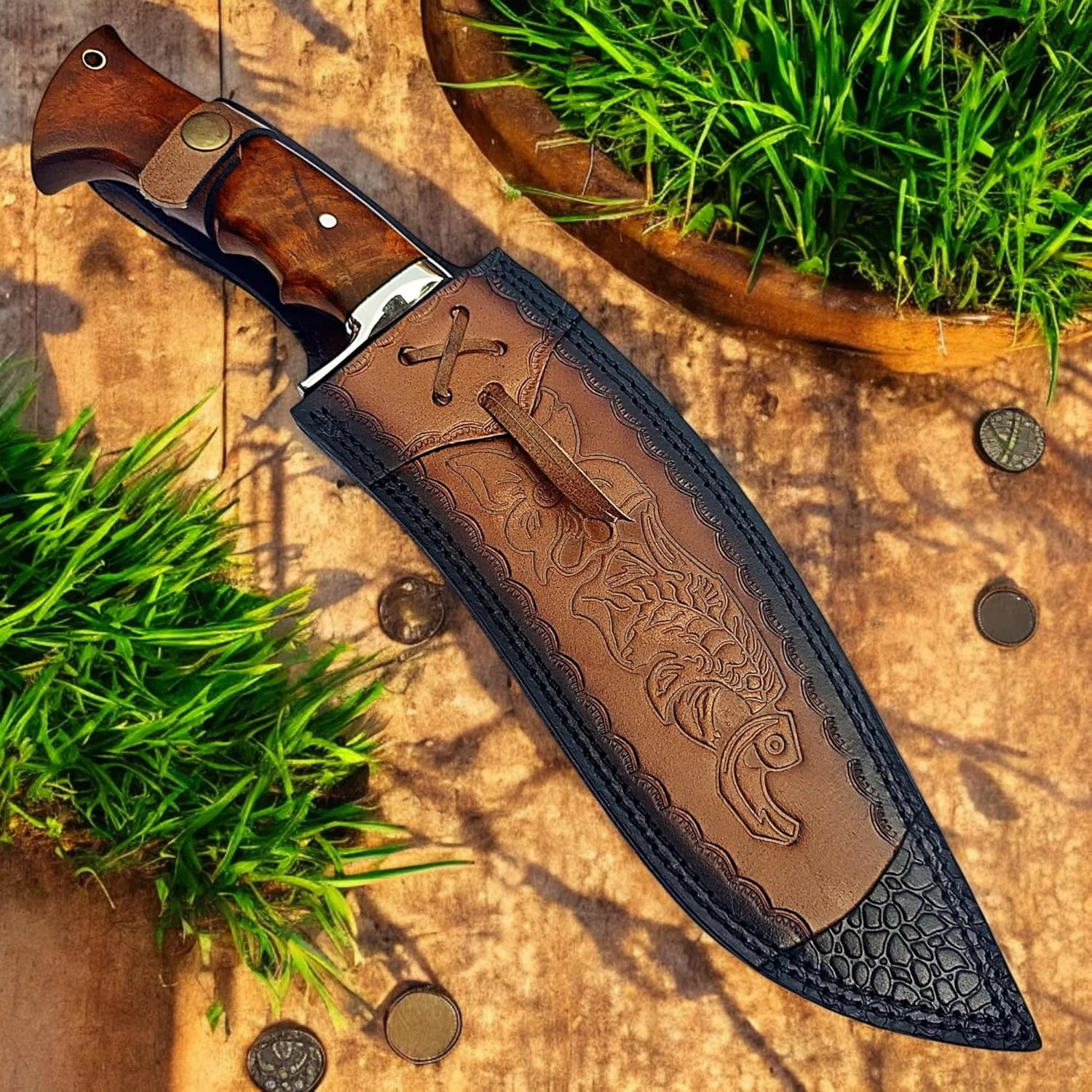 Poshland Fixed Blade Hunting Knife. Sturdy knife to last long fully hand-made with sheath included has been designed for exceptional performance - Survival, Camping, Tactical, and Outdoor Knife