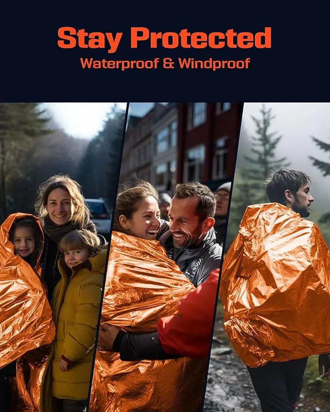 PREPARED4X Mylar Blankets 8 Pack - Waterproof Emergency Blanket - Rip and Tear Resistant Survivalist Gear - Emergency Thermal Blanket for Outdoor Survival