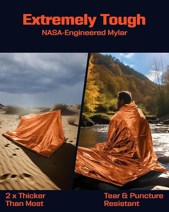 PREPARED4X Mylar Blankets 8 Pack - Waterproof Emergency Blanket - Rip and Tear Resistant Survivalist Gear - Emergency Thermal Blanket for Outdoor Survival