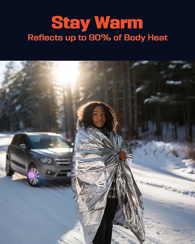 PREPARED4X Mylar Blankets 8 Pack - Waterproof Emergency Blanket - Rip and Tear Resistant Survivalist Gear - Emergency Thermal Blanket for Outdoor Survival