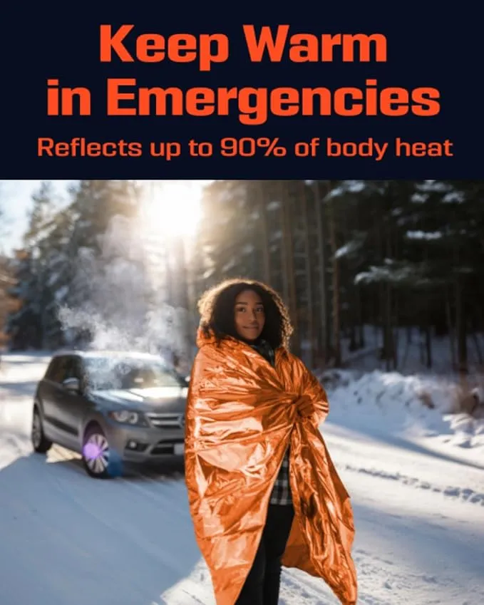 PREPARED4X Mylar Blankets 8 Pack - Waterproof Emergency Blanket - Rip and Tear Resistant Survivalist Gear - Emergency Thermal Blanket for Outdoor Survival