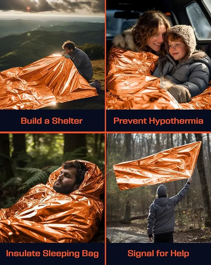 PREPARED4X Mylar Blankets 8 Pack - Waterproof Emergency Blanket - Rip and Tear Resistant Survivalist Gear - Emergency Thermal Blanket for Outdoor Survival