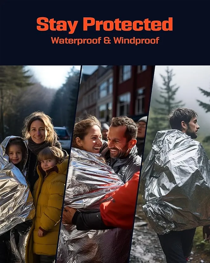 PREPARED4X Mylar Blankets 8 Pack - Waterproof Emergency Blanket - Rip and Tear Resistant Survivalist Gear - Emergency Thermal Blanket for Outdoor Survival