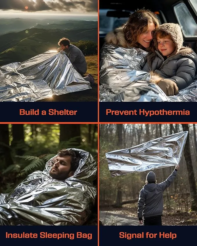 PREPARED4X Mylar Blankets 8 Pack - Waterproof Emergency Blanket - Rip and Tear Resistant Survivalist Gear - Emergency Thermal Blanket for Outdoor Survival
