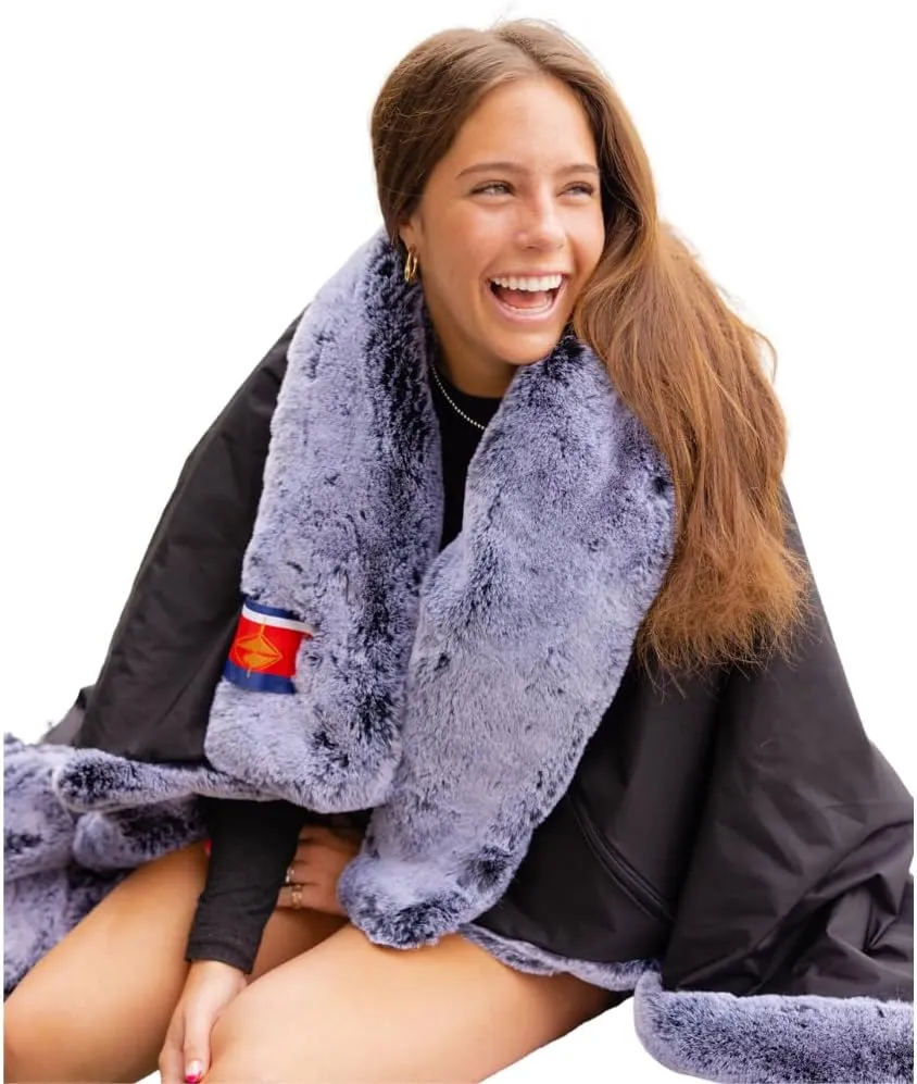 Pretty Rugged Faux Fur Luxe Customizable Original Blanket, Waterproof and Reversible, Machine Washable Fuzzy Throw, Silver Mink