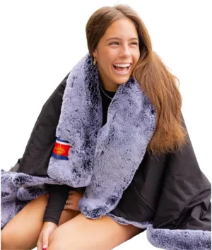 Pretty Rugged Faux Fur Luxe Customizable Original Blanket, Waterproof and Reversible, Machine Washable Fuzzy Throw, Silver Mink