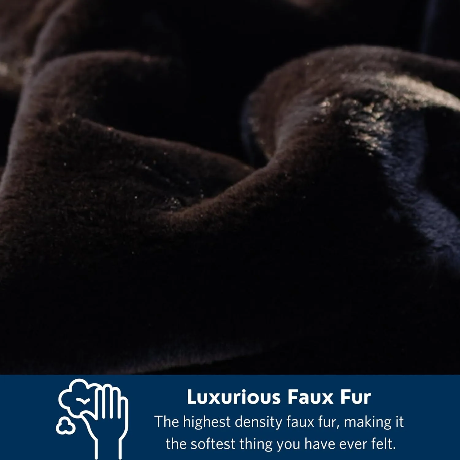 Pretty Rugged Faux Mink Luxe Customizable Long Lap Blanket, Waterproof and Reversible, Machine Washable Fuzzy Throw, Black